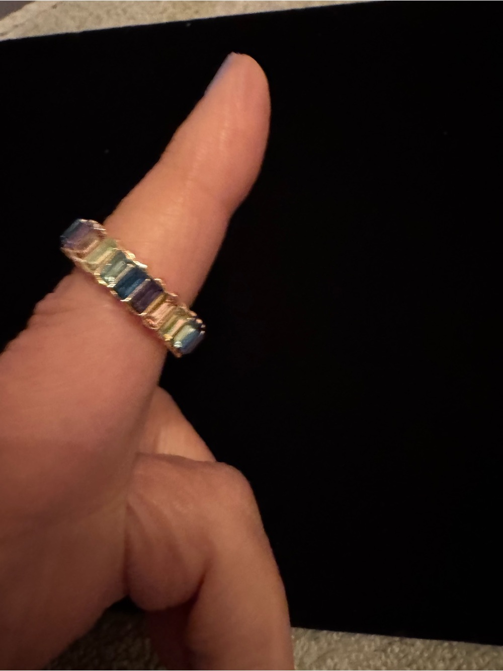 Gold-Set Multicolor Crystal Eternity Band - Women Jewelry